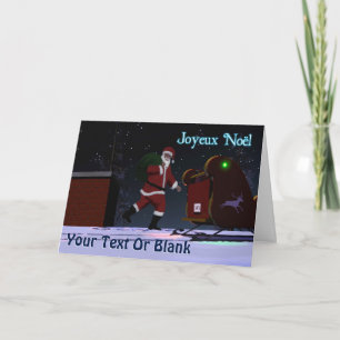 Tarjeta Festiva Santa en el techo - Joyeux Noё l