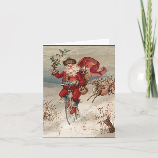 Tarjeta Festiva Santa en la bicicleta Notecards (Anverso)