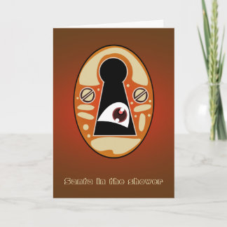 Tarjeta Festiva Santa en la ducha