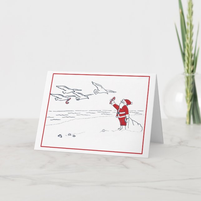 Tarjeta Festiva Santa en la playa (Anverso)