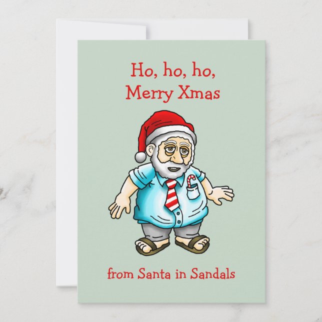 Tarjeta Festiva Santa en sandalias (Anverso)