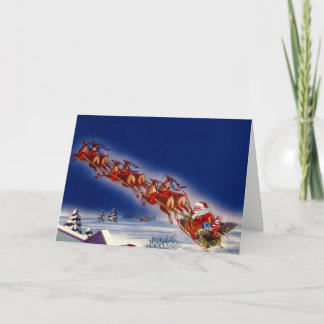 Tarjeta Festiva Santa en su Sleigh