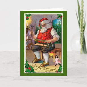 Tarjeta Festiva Santa en su taller
