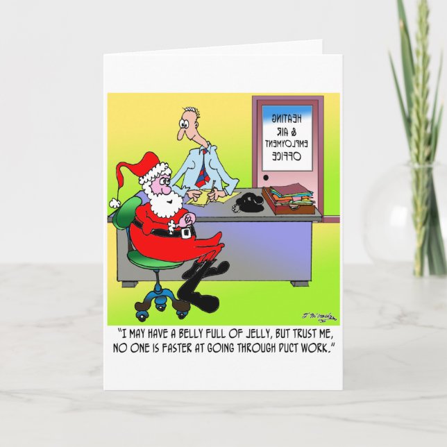 Tarjeta Festiva Santa En Una Oficina De Empleo De Calefacción Y Ai (Anverso)