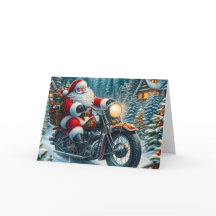 Santa entregando paquetes en motocicleta