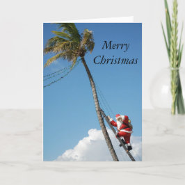 Tarjeta Festiva Santa escaladora palmera florida soleada