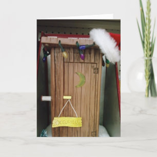 TARJETA FESTIVA "SANTA ESTÁ FUERA DE CASA"