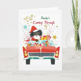 Tarjeta Festiva Santa está llegando | Saludo de Navidades negros