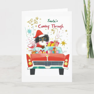 Tarjeta Festiva Santa está llegando | Saludo de Navidades negros