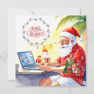 Tarjeta Festiva Santa está trabajando en línea para las vacaciones