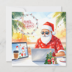 Tarjeta Festiva Santa está trabajando en línea para las vacaciones