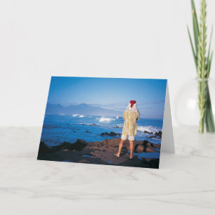 Tarjeta Festiva Santa examina ondas en Maui