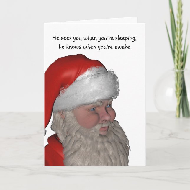 Tarjeta Festiva santa face humorístico (Anverso)