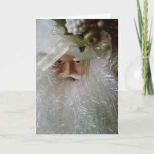TARJETA FESTIVA SANTA FANTÁSTICA EN SU CAMINO A DECIR "FELIZ NAVID
