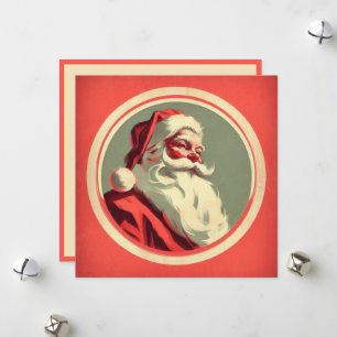 Tarjeta Festiva Santa Feliz Vintage