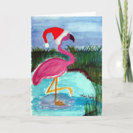 Tarjeta Festiva Santa Flamingo