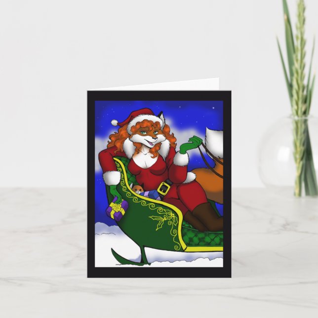Tarjeta Festiva Santa Fox Notecard (Anverso)
