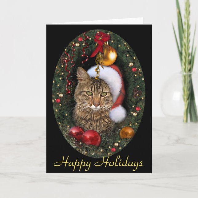 Tarjeta Festiva Santa Gato (Anverso)