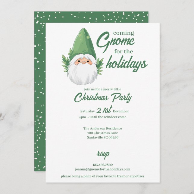 Tarjeta Festiva Santa Gnome para las vacaciones (Anverso / Reverso)