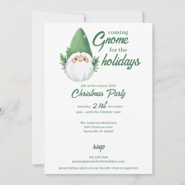 Tarjeta Festiva Santa Gnome para las vacaciones (Anverso)