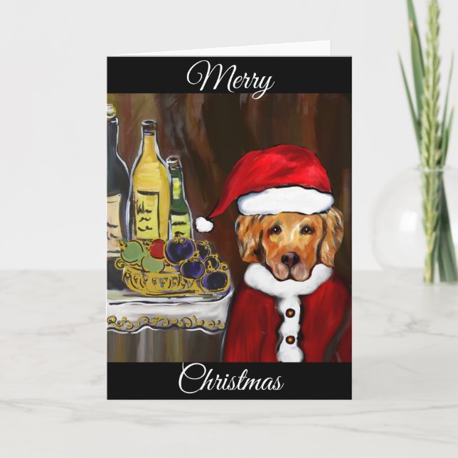 TARJETA FESTIVA SANTA GOLDEN RETRIEVER  (Anverso)