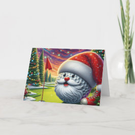 Tarjeta Festiva Santa Golf Ball Golfer Holiday Card