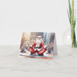 Tarjeta Festiva Santa haciendo yoga en la ciudad