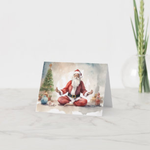 Tarjeta Festiva Santa haciendo yoga relajado