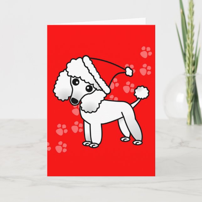 Tarjeta Festiva Santa Hat Personalizado de caniche blanco (Anverso)