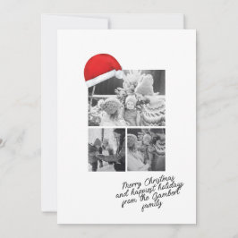 Tarjeta Festiva Santa Hat Red Merry Christmas Script 3 Photo