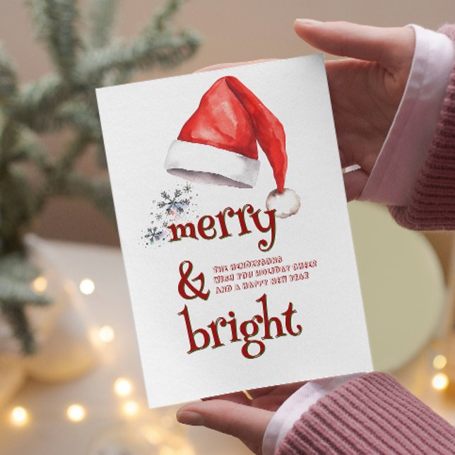 Tarjeta Festiva Santa Hat y Snowflakes con flores y flores (Subido por el creador)