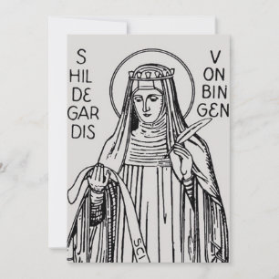 Tarjeta Festiva Santa Hildegarda de Bingen abadesa benedictina