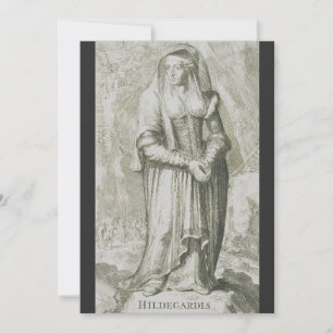 Tarjeta Festiva Santa Hildegarda de Bingen Arte Místico Medieval