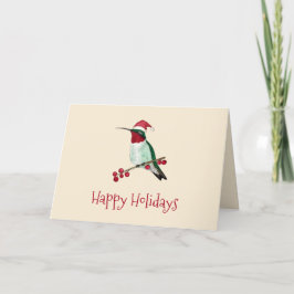 Tarjeta Festiva Santa Hummingbird