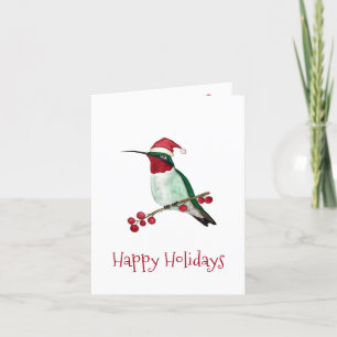 Tarjeta Festiva Santa Hummingbird