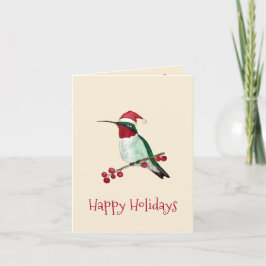 Tarjeta Festiva Santa Hummingbird