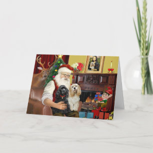 Tarjeta Festiva Santa In Home - Cocker Spaniels (dos)