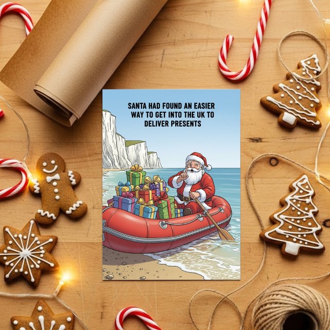 Tarjeta Festiva  Santa in Inflatable Boat Funny Christmas Gift (Subido por el creador)