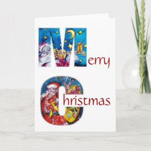 TARJETA FESTIVA SANTA INSPIRADA CON NAVIDADES GIFTS MONOGRAM
