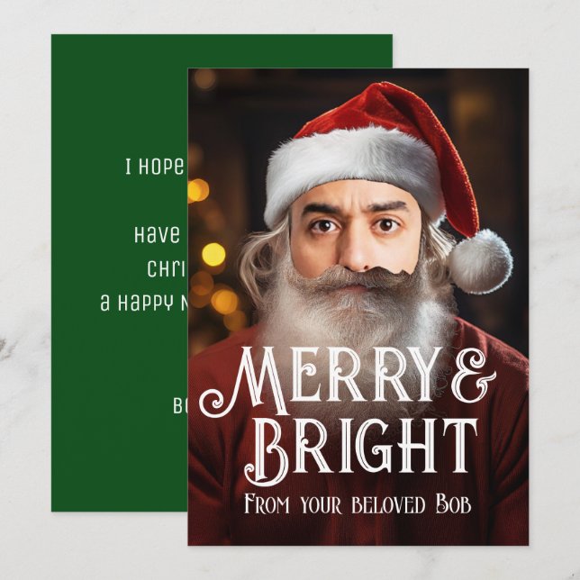 Tarjeta Festiva ¡Santa Instantáneo! Solo agrega tu cara divertida. (Anverso / Reverso)