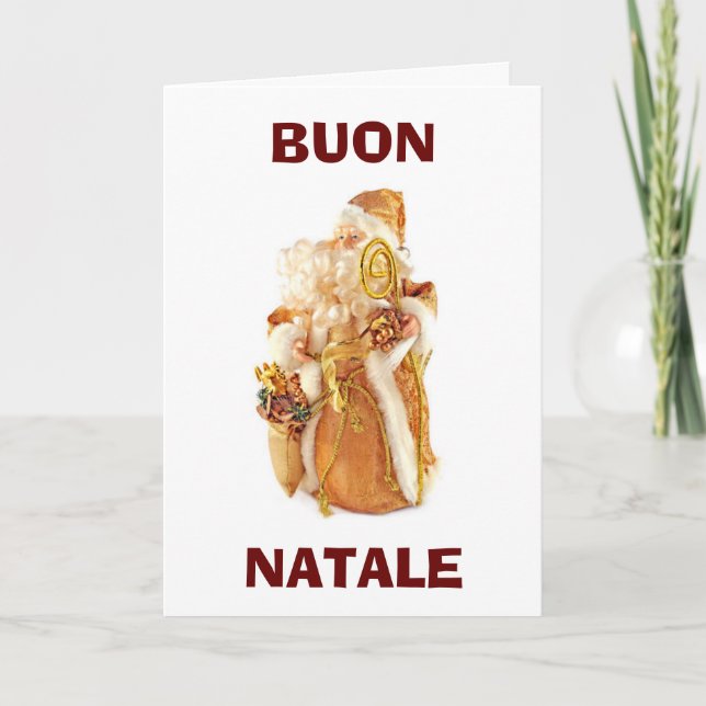 TARJETA FESTIVA SANTA ITALIANA DICE "BUON NATALE" (Anverso)