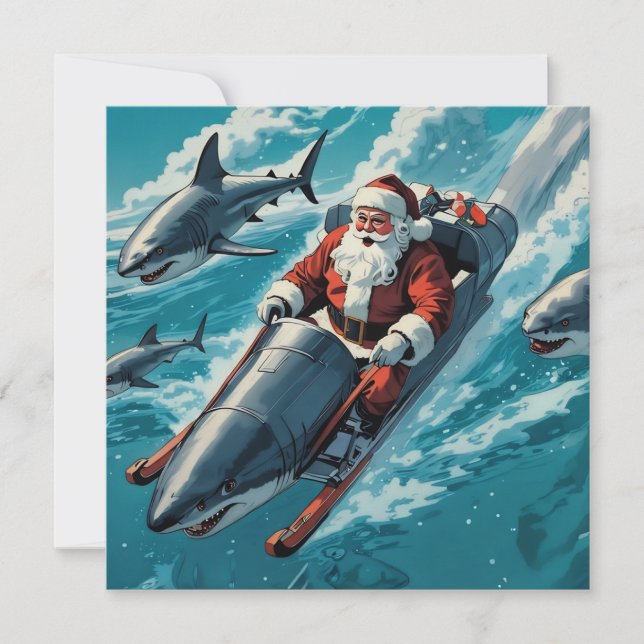 Tarjeta Festiva Santa Jaws (Anverso)