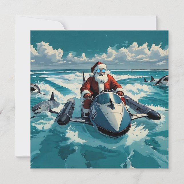 Tarjeta Festiva Santa Jaws (Anverso)