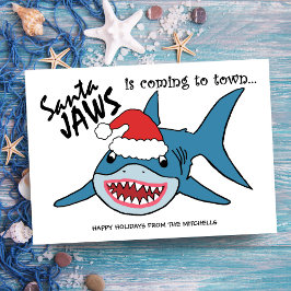 Tarjeta Festiva Santa Jaws | Divertidos Navidades de tiburones
