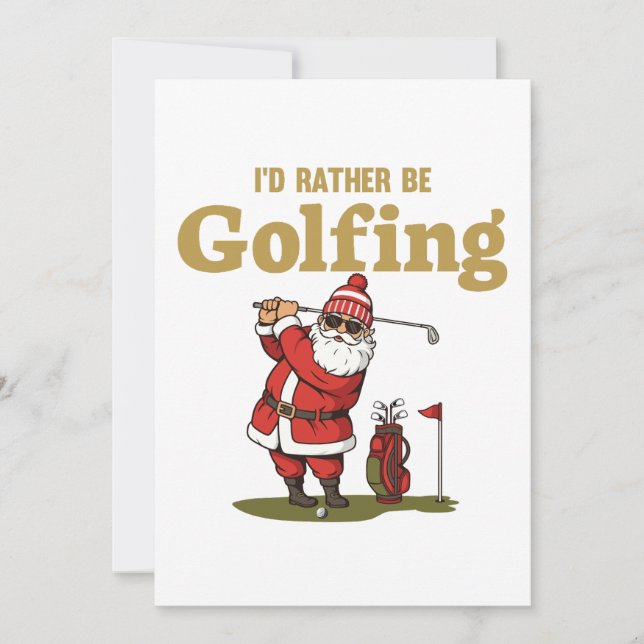 Tarjeta Festiva Santa jugando golf (Anverso)