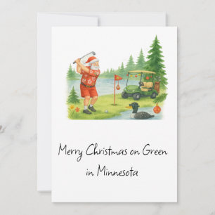 Tarjeta Festiva Santa Jugando Golf en Minnesota Fiesta Navideña