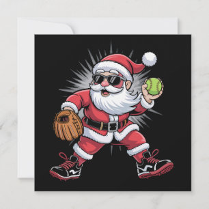 Tarjeta Festiva Santa jugando softball como lanzador Deportes de N