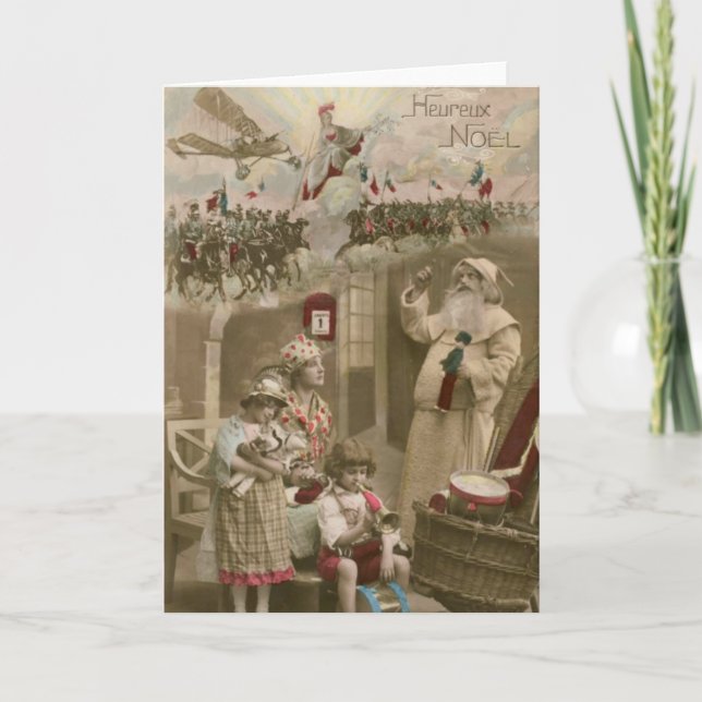 Tarjeta Festiva Santa - juguetes - avión - Francia WI #X039 (Anverso)