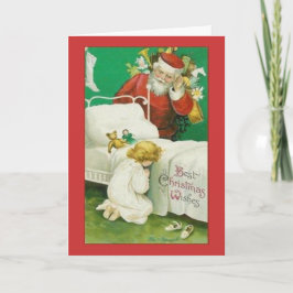 Tarjeta Festiva Santa Listening in Best Christmas Wishes Vintage