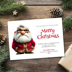 Tarjeta Festiva Santa loco de dibujos animados vintage humor de Na